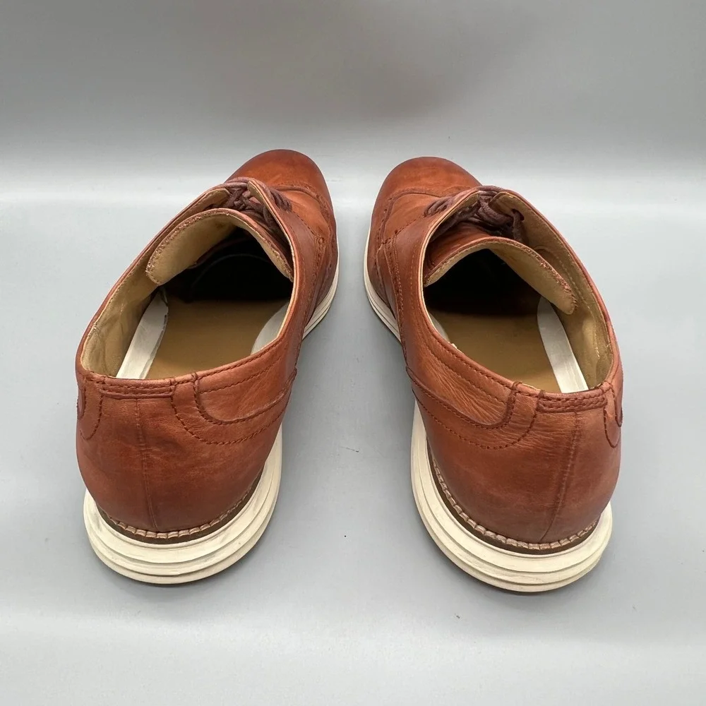 Cole Haan Shoes Men 12 Brown Leather Grand OS Wingtip Oxford Brogue Dress Casual